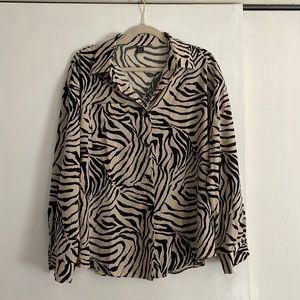 Zebra print button down